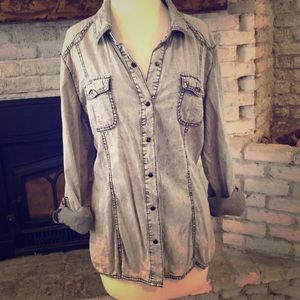 Maurices Acid Washed button up